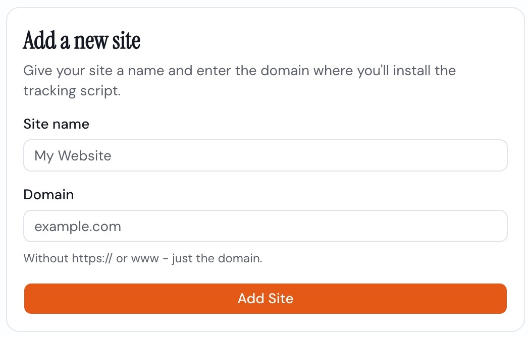 Add site page in SourceTag dashboard
